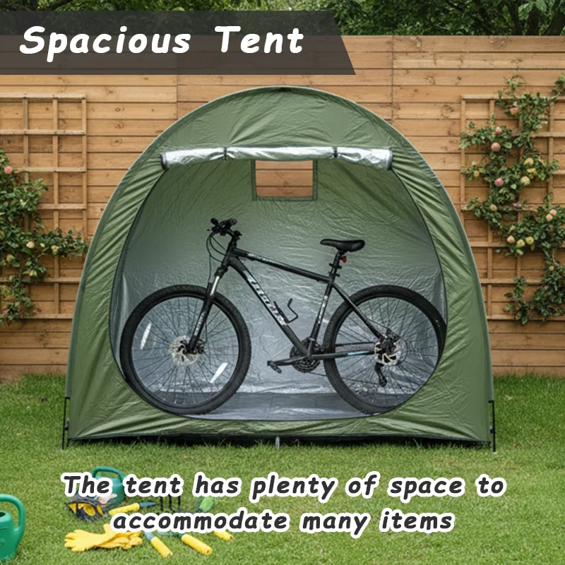 Portable Outdoor Bike Shelter Storage Tent with Aluminum Alloy Frame Oxford Fabric Carry Bag Included for Easy Bike Protection