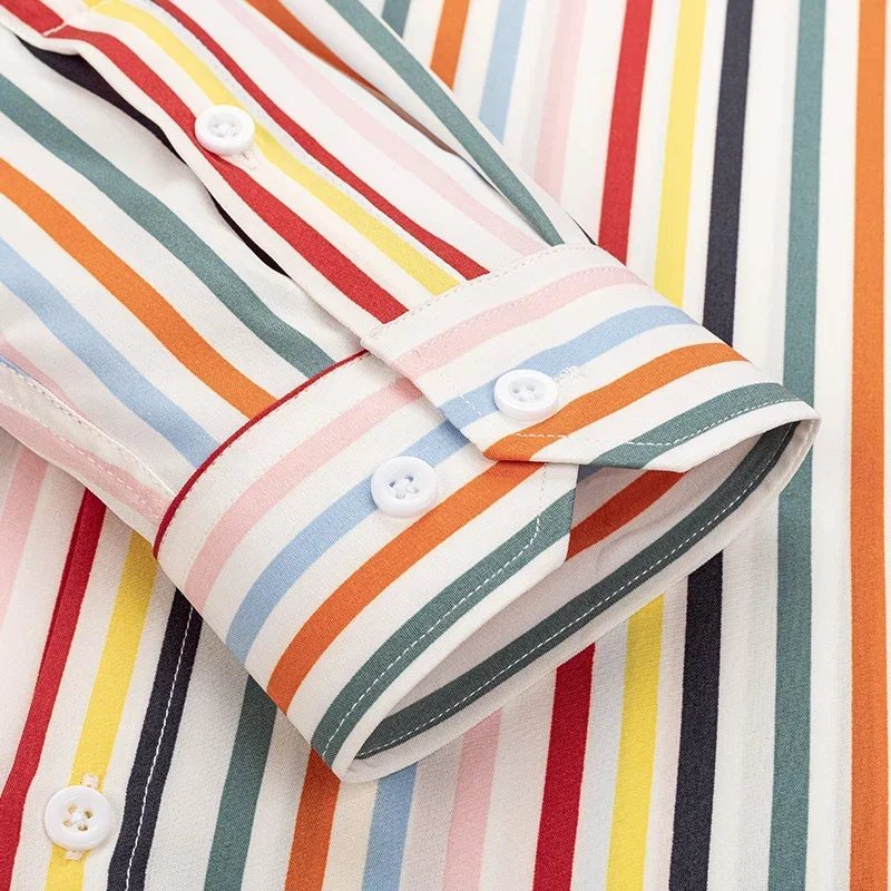 Korean Luxury Men Clothing Autumn New Long Sleeve Striped Social Shirts Men Business Casual Blouse Homme Shirt Camisas De Hombre