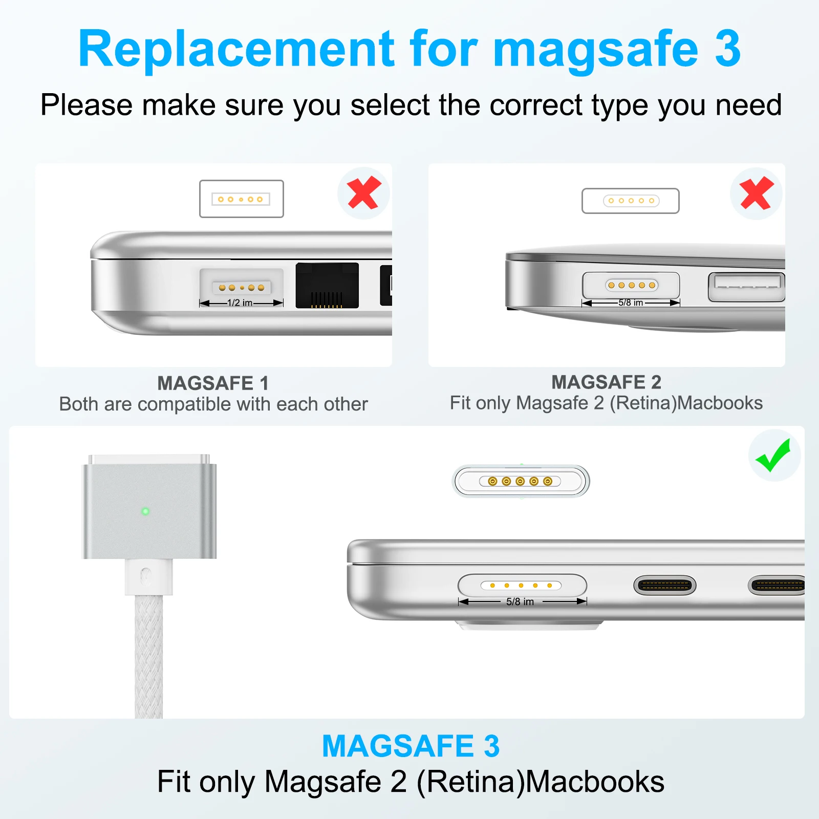 USB Type C to Magnetic for Magsafe 3 Generation Cable Charger Adapter For MacBook Pro Air 14 16 M2 140W Fast Charging Cable Cord