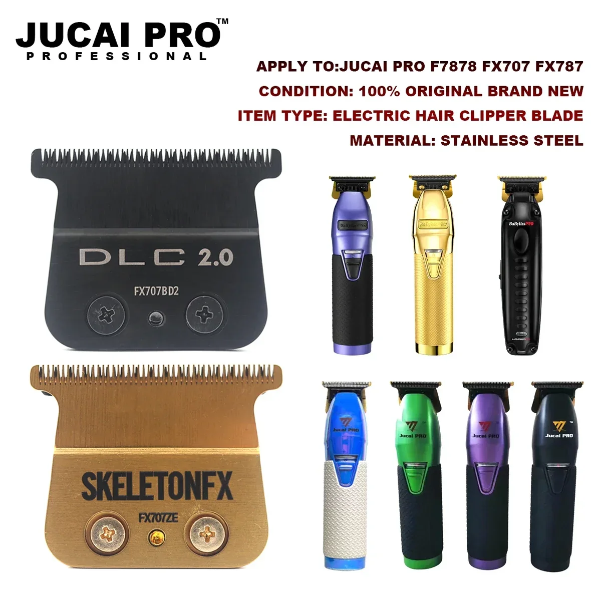 Professionele Kapper Trim Barbershop Originele Vervanging Koolstofstaal Mes Hoofd DLC Blade voor BAB787 & 707Z JUCAI PRO F7878