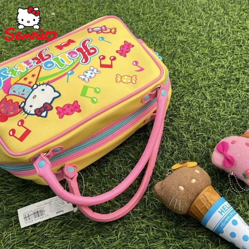 

Sanrio Hello Kitty Pu Handbag Y2K Dopamine Ice Cream Kt Small Square Bag Retro Style Cross Shoulder Shoulder Shoulder Bag Gifts