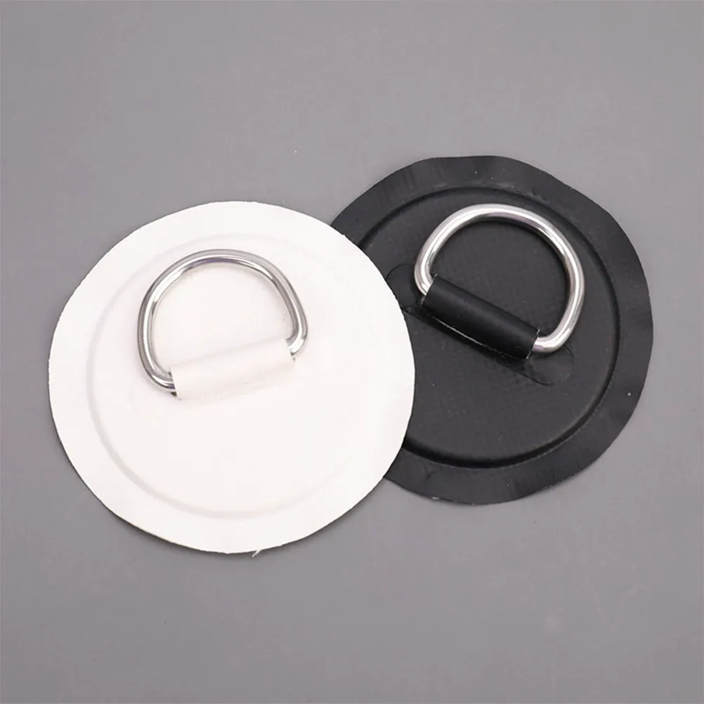 1Set D Ring Patch Kit for Inflatable Kayak Paddle Board Wear Resistant Rust Proof D Ring Pads with Elastic Bungee Rope Outdoor