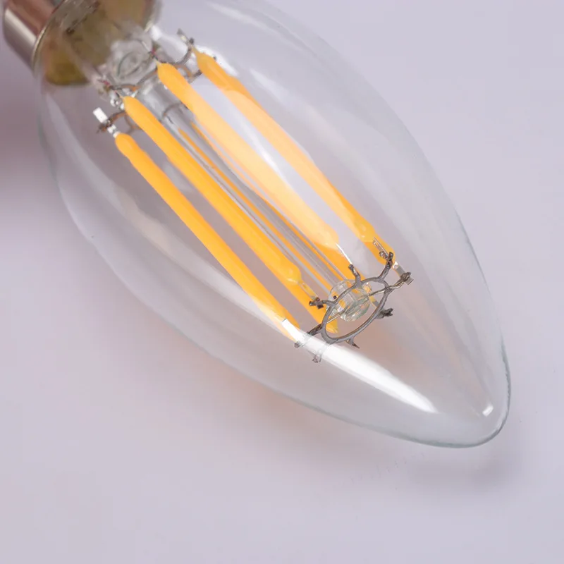 Super Bright LED bulbo de incandescência, Edison retro vela luz, concha de vidro, luz branca quente e fria, 360 graus, E14, 4W, 8W, 12W, 220V AC,