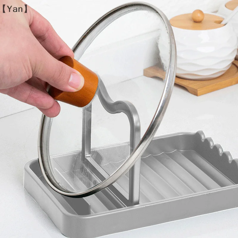 Kitchen Desktop Pot Lid Holder Foldable Multifunctional Pot Cover Rack Spatula Storage Rack Pot Lid Rest Kitchen Organizer