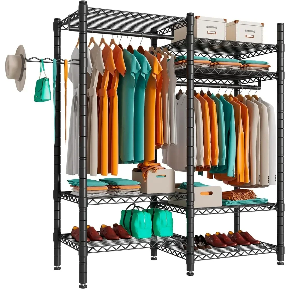 

Heavy Duty Clothes Rack with 2 Hanging Rods, Large Portable Metal Hanger, Clothing Rack, Free Shipping, 7 Tiers