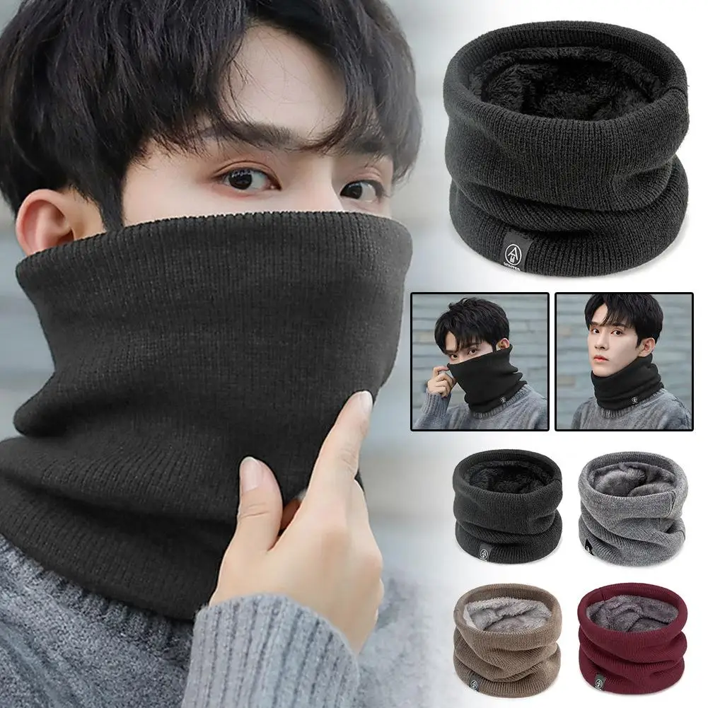 Unisex Fashion Soft Knitted Neck Warmer Scarf Solid Knitted Scarf Face Cover Winter Skating Hiking Thick Cold-proof Collar