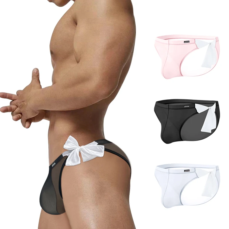 

3pcs/Lot Sexy Men's Transparent Briefs Ice Silk Comfortable Underwear Breathable Ultra thin Fabric Briefs with Waist Trap AD700