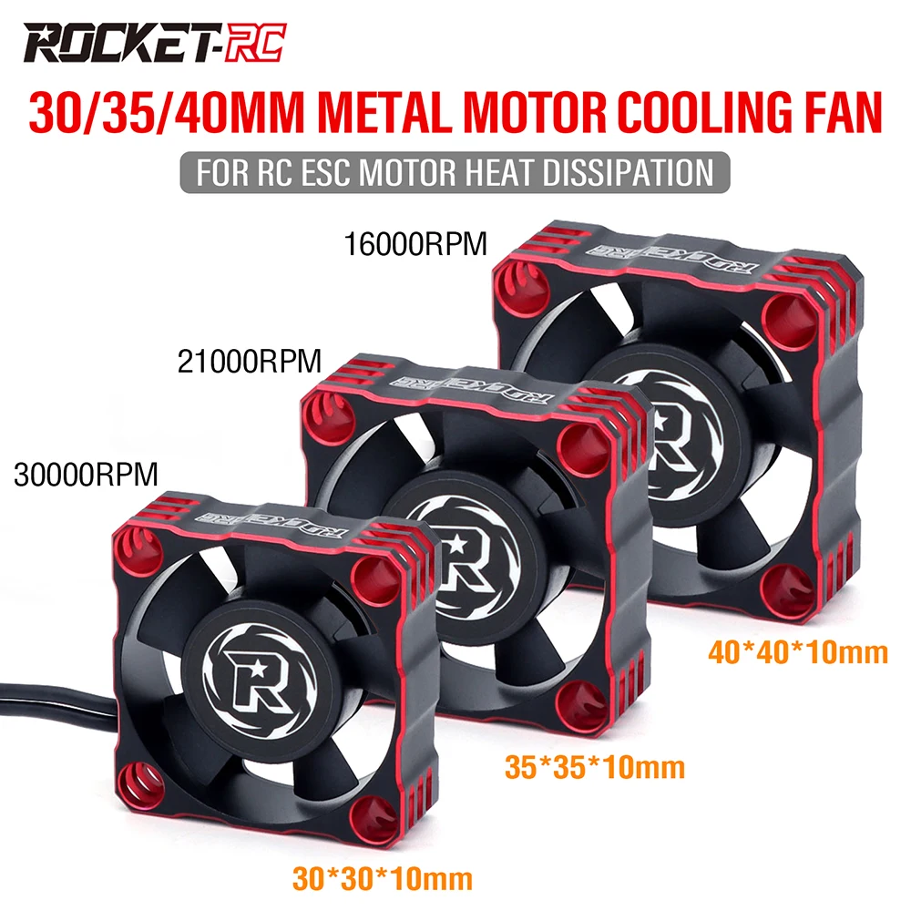 Rocket-RC Metal Cooling Fan 30/35/40mm 8.4V 16000/21000/30000RPM A3 Version T6 Aluminum Frame for RC ESC Motor Heat Dissipation