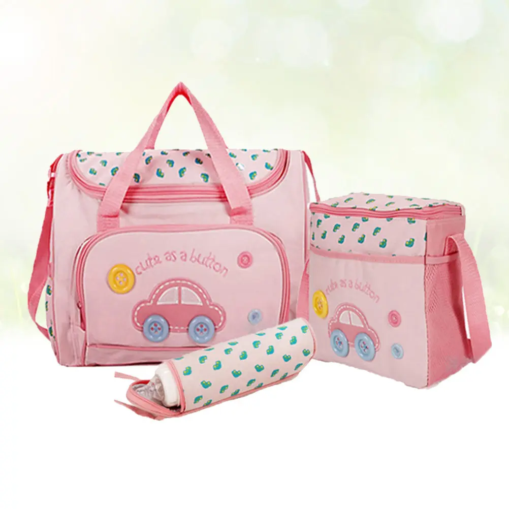 

4-in-1 Car Pattern Large Capacity Mummy Bag Set Diaper Changing Feeding Bottle Baby Nursing Bag Multi-Function Travel