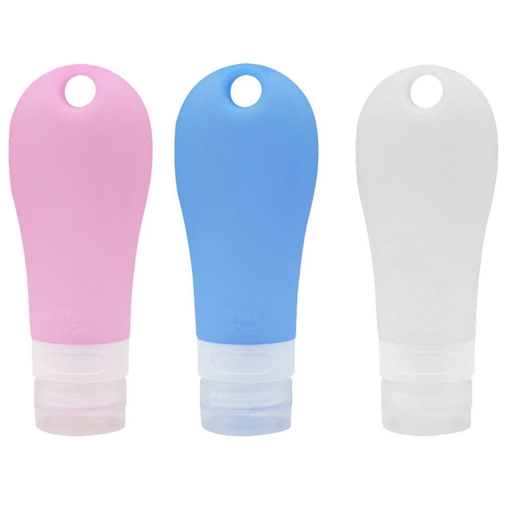

3Pcs Travel Bottles Silicone Refillable Containers Portable 90ml for Shampoo Lotion Body Wash Toiletries Liquid