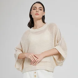 BC1029 High quality luxury women's clothing linen spring and summer hollow sequin knitted sweater