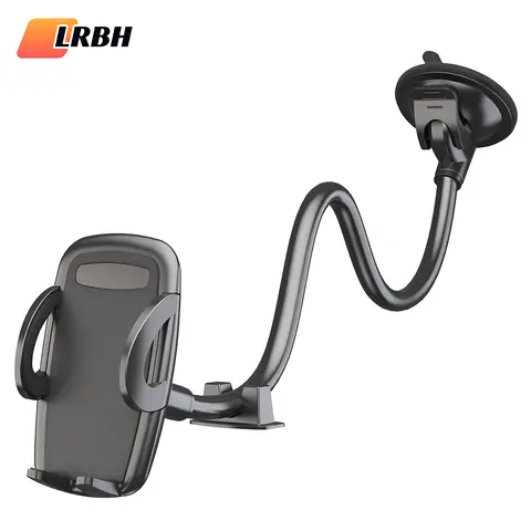 Solid Car Truck Phone Mount Holder with 11.8-Inch Gooseneck Long Arm Anti-Shake Stabilizer Compatible All Cell Phones iPhone