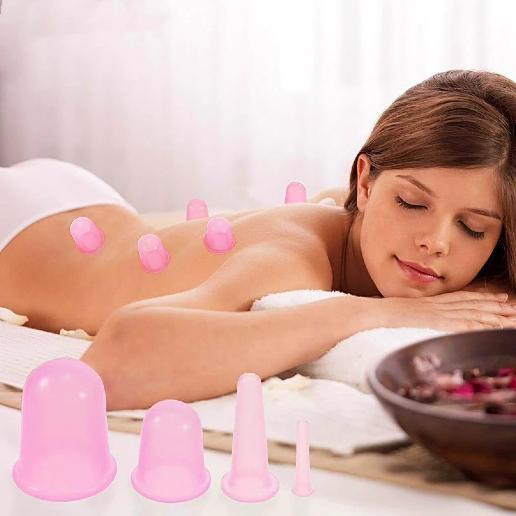

4Pcs Silicone Vacuum Cupping Set Body Face Suction Massage Cups Massager Shoulder Back Leg Dampness Expelling Spa Banks Tools