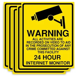 5/10pcs Warning Sticker PVC Camera Alarm Sticker Waterproof Sunscreen Home CCTV Video Surveillance Security Decal Signs