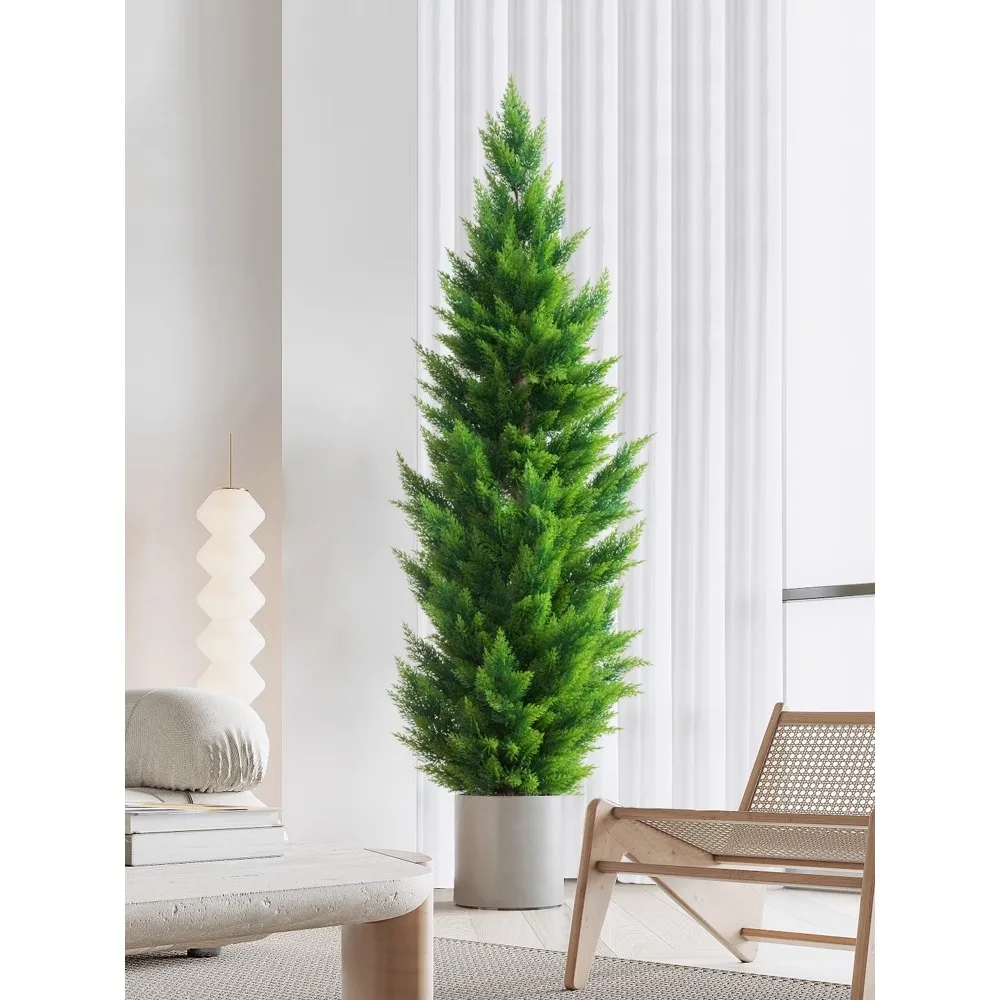 Large scale simulation of potted green plants, cypress trees, small pine trees, Christmas trees, indoor store decoration, window