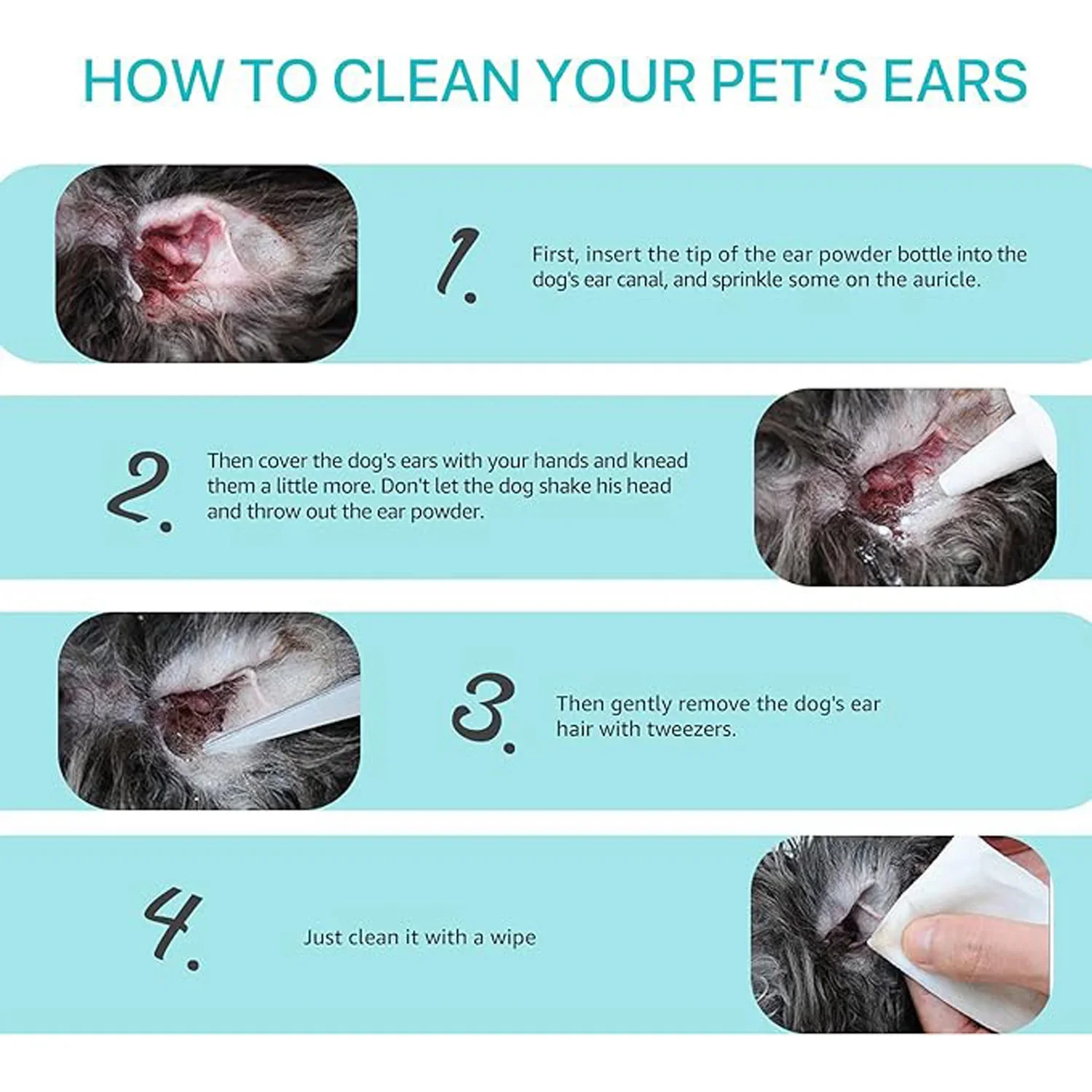 Dog Ear Cleaner 30g - Removal Ear Powder for Pets,Dog Ear Infection Treatment,Supports Infection Prone Ears, Ear Odor in Pets