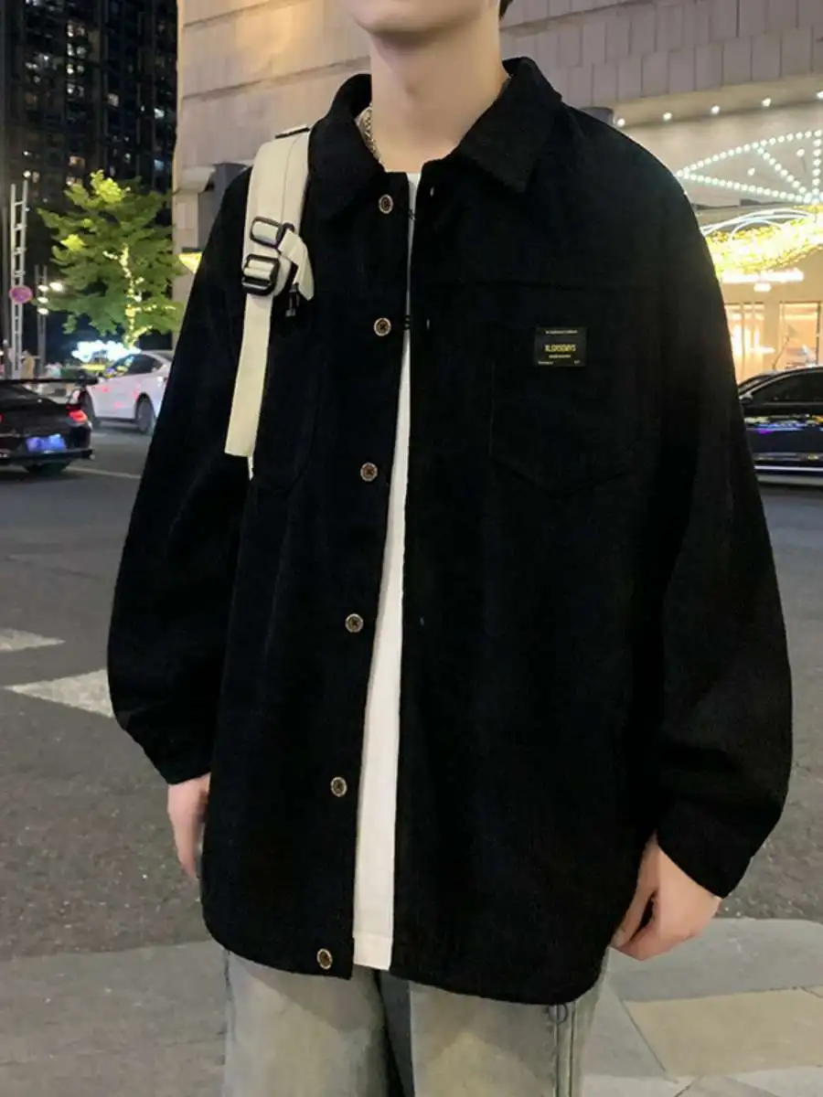 

Мужская вельветовая куртка свободного кроя для осени и зимы, модная верхняя одежда с длинным рукавом и воротником, для путешествий и повседневной носки