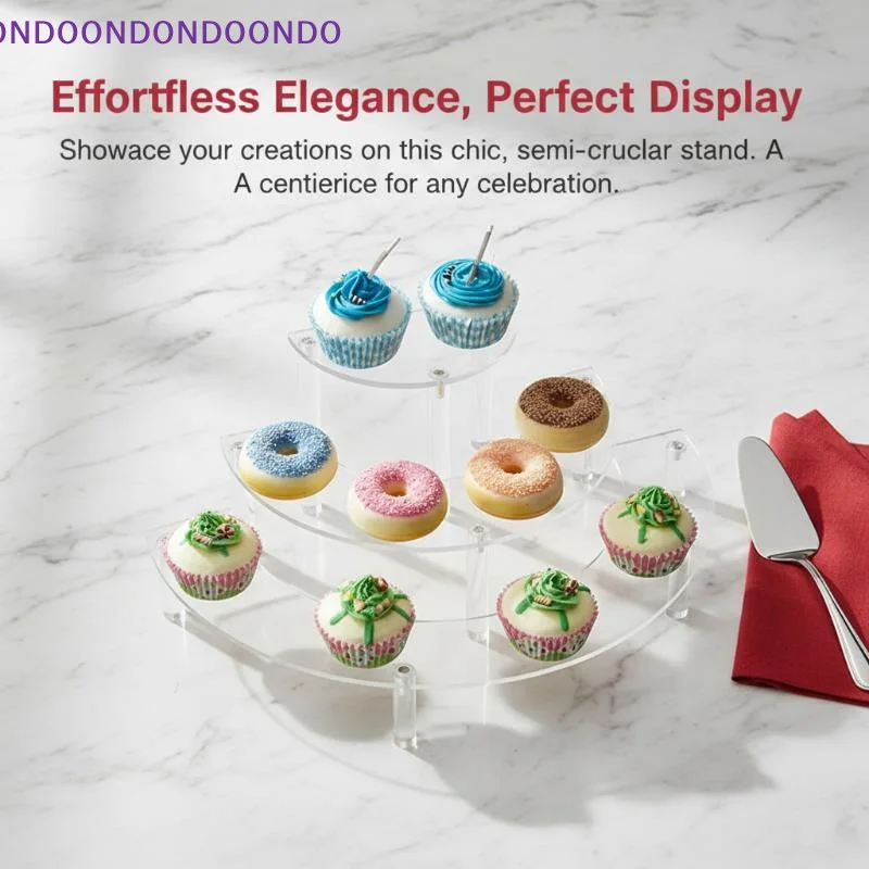 

3 Tier Acrylic Risers Clear Semicircle Display Cupcake Stand for Dessert Buffet Wedding Elegant Event Catering Decor