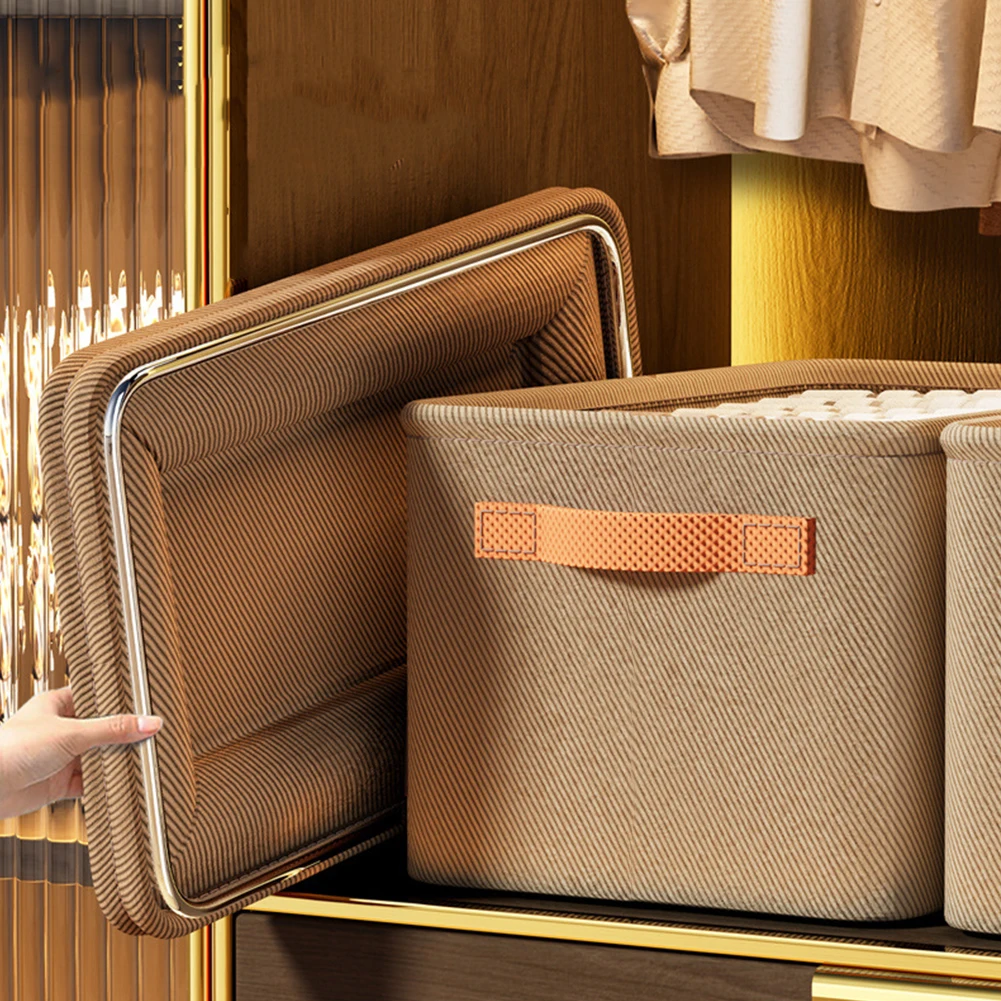 

Cabinet Drawer Organizer Versatile Closets Clothes Container with Handle&Steel Frame Thickened Foldable Fabric Household Storage