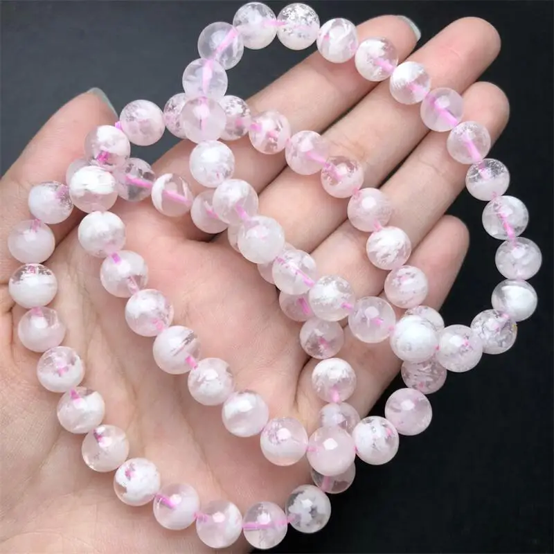 8MM Natural Snowflake Garden Quartz Bracelet Charms Handmade Fortune Energy Bangle Mineral Woman Amulet Jewelry Gift 1PCS