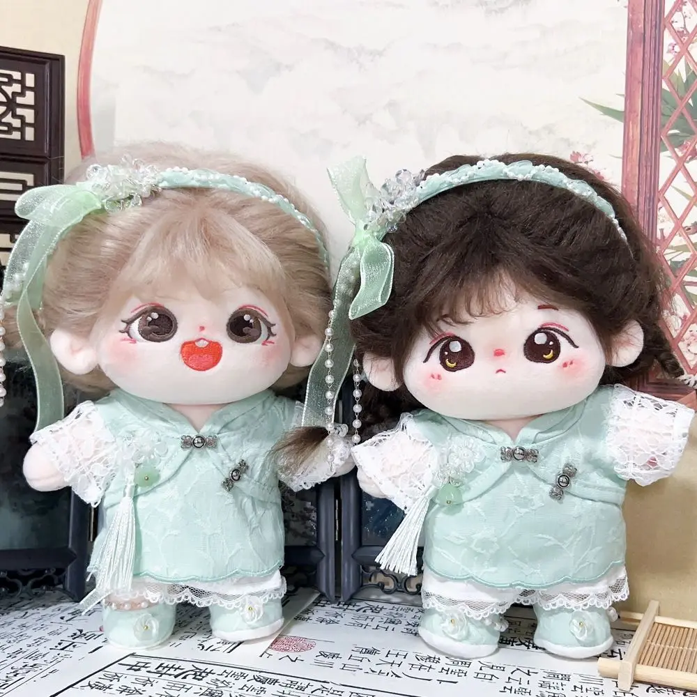 20cm Cotton Doll Clothes Chinese Hanfu Cheongsam Green Clothes Dolls Accessories Doll Dressing Up Toys Birthday Gifts Girls Kids