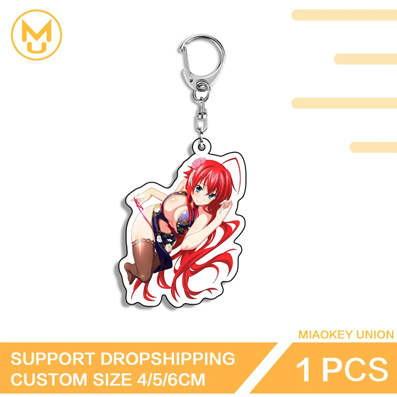 Llavero Rias Gremory NSFW, Cadena de Acero Inoxidable Plateada con Cierre de Langosta, Accesorios para Disfraces de Amantes de los Animales, Joyería Sexy, Decoración DIY