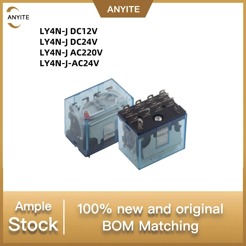 New 2Pcs/LOT   LY4N-J DC12V    LY4N-J DC24V     LY4N-J AC220V   LY4N-J-AC24V   14PIN 10A