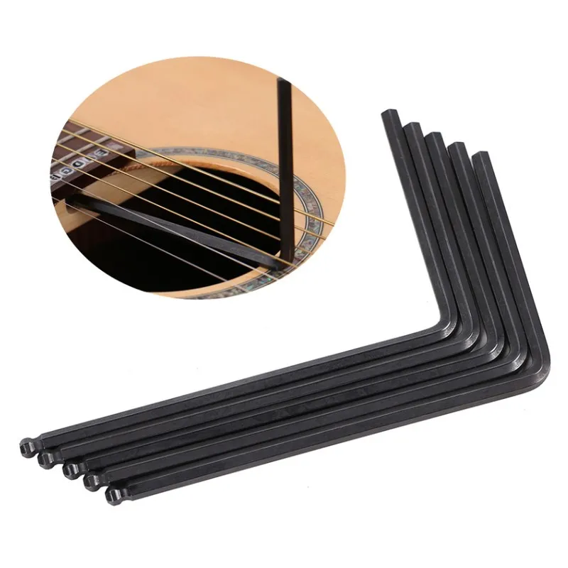 Hexagon Allen Chave Chave Chave para Baixo Acústico Guitarra Elétrica, Truss Rod Ferramenta, Chrome Distância Ajustar, Bola Final
