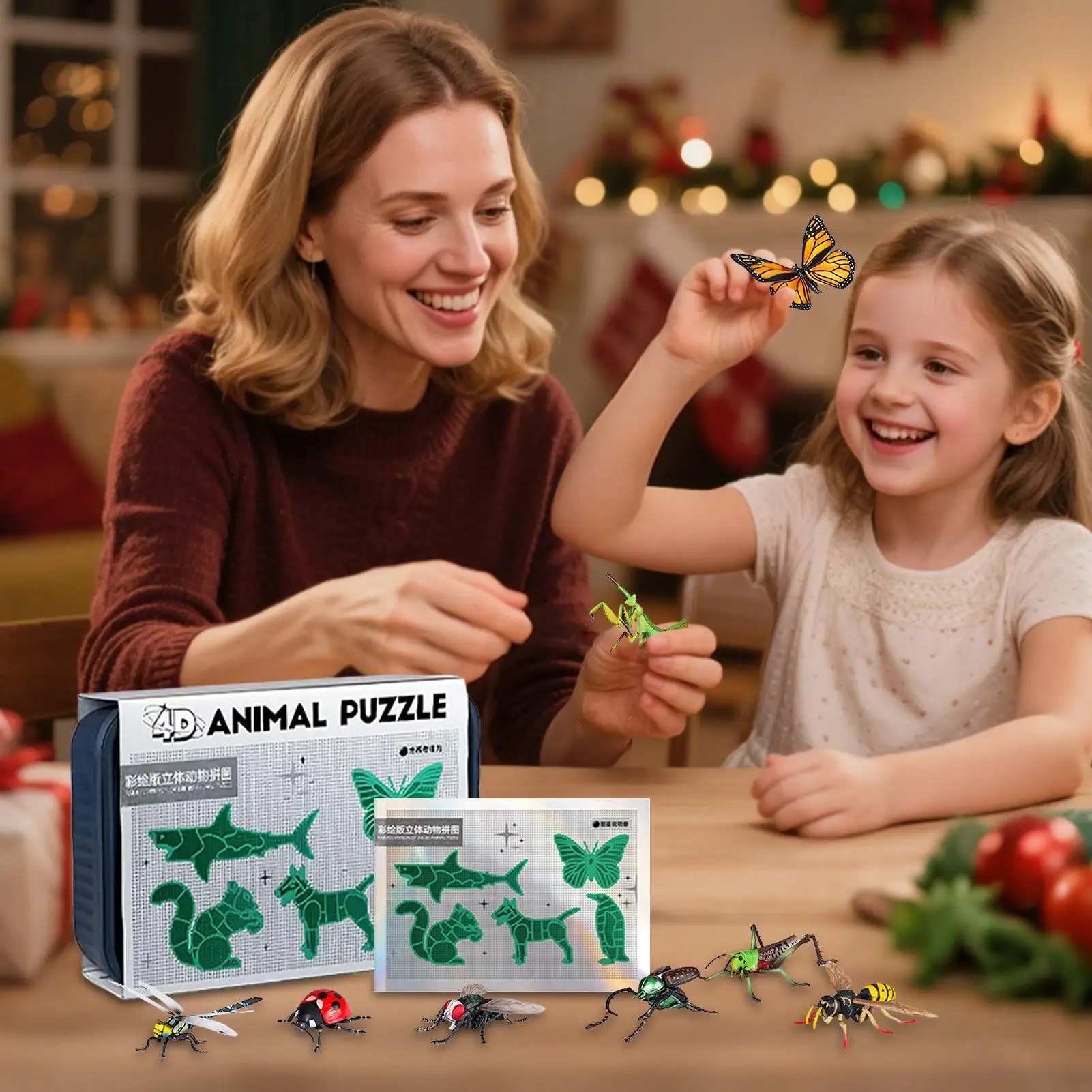 キッズパズル 3D リアルモデル DIY ゲーム 教育用動物パズル 男の子用 クリスマス 誕生日 教室 イースター 旅行 パーティー