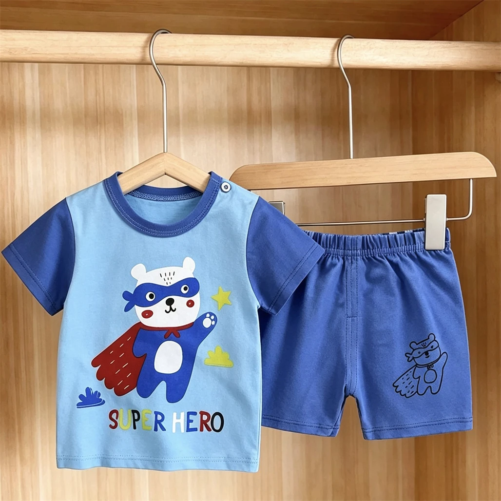 Baby Clothing Cartoon T-shirt+Shorts 2Piece Set Lovely Tees Simple Versatile Shorts Infant Printing Bottoming Shirt Tracksuits