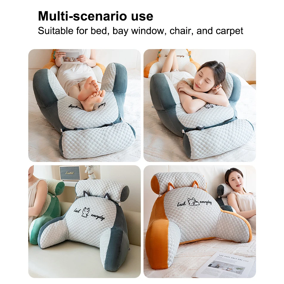 Lesekissen für Erwachsene, Ergonomische Rückenstütze, mit Kühlbezug für Fernsehen, Gaming, Arbeiten & Erholung – Detail 10