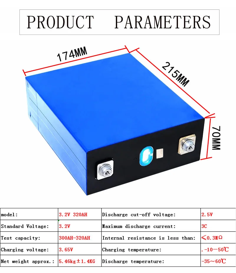 Lifepo4 배터리, DIY 12V 방, 차량, 선박, 가정용 에너지 저장 배터리, 중국 창고에서 빠른 배송, 3.2V 320AH, 4 개