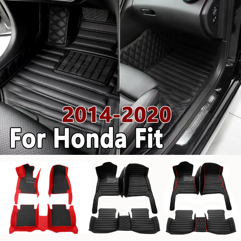 

Car Floor Mats For Honda Fit Jazz GK3 4 5 6 7 2014~2020 Carpet Mat Luxury Leather Rug Interior Parts Car Accessories GH7 GP5 6