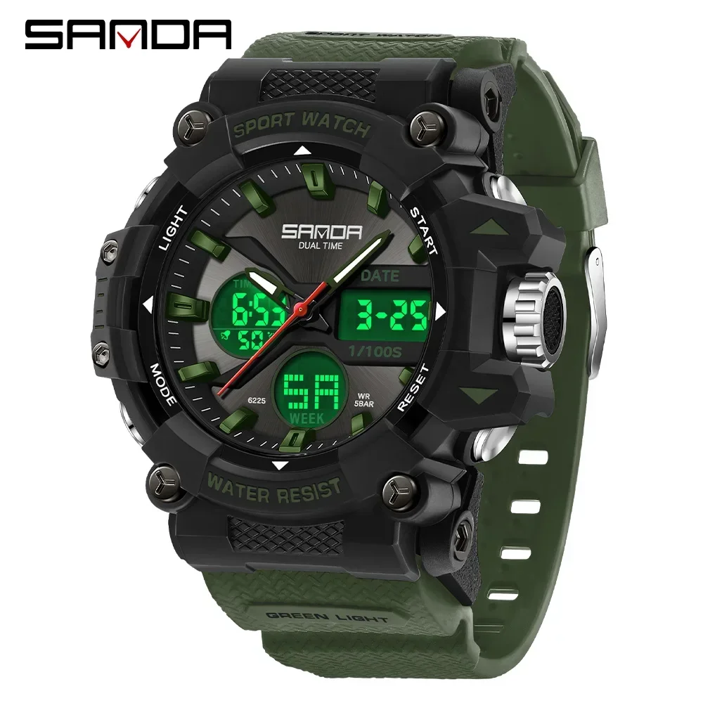 SANDA Men\'s Sports Watch for Men Women Quartz Digital Dual Display Watches Shock Water Resistant Camping GYM Wristwatch 10M6225