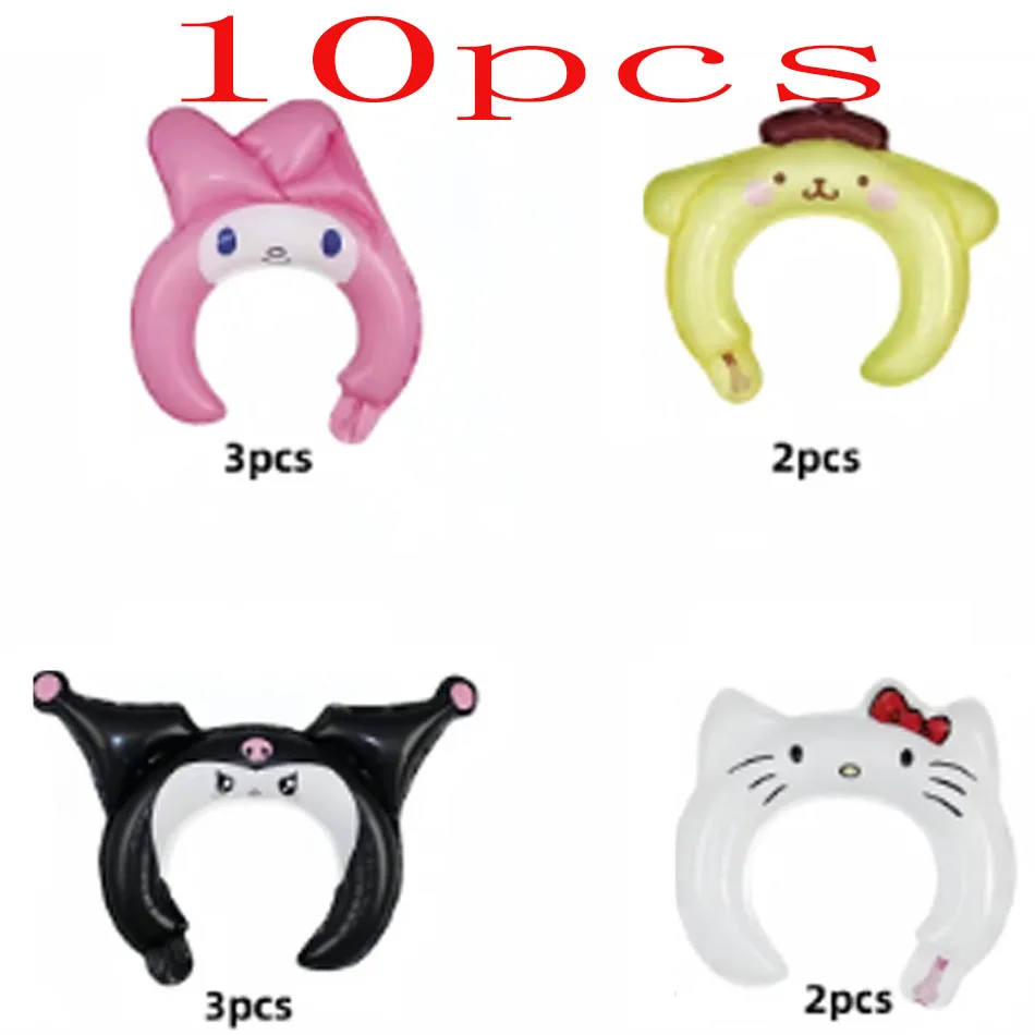 

4-10pcs CartoonSanrioHeaddress Ballons Combination Hello Kitty Children's Girl Birthday Party Decoration Foil Balloon Kawaii Set