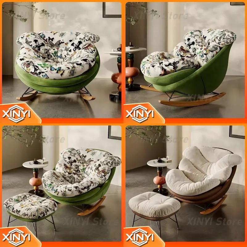 Custom Modern Style Hotel Fabric Leisure Rocking Lazy Sofa Chair for Living Room Bedroom Comfortable Rocking Chair Furniture