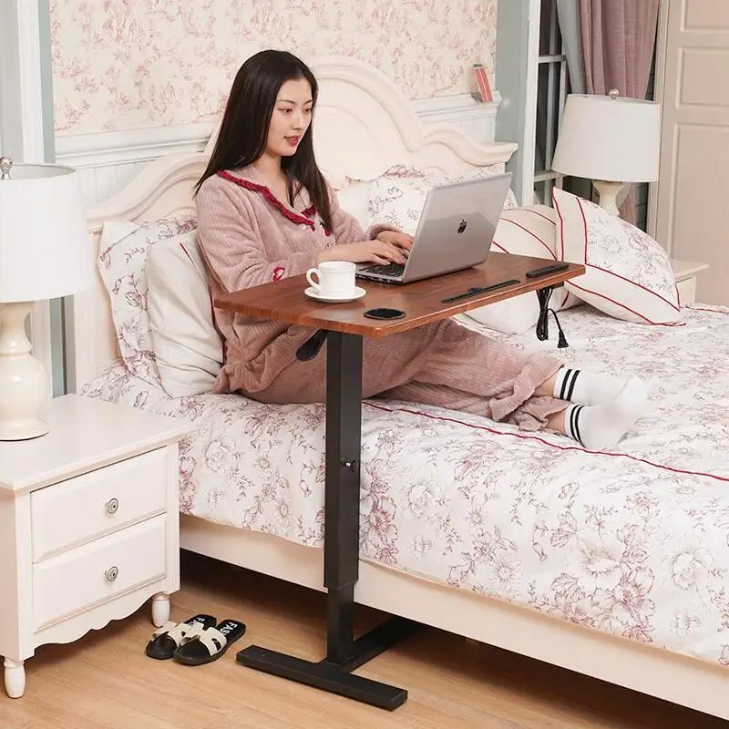 Adjustable Bedside Table with Wheels Foldable Laptop Desk Mobile Study Table for Small Spaces Bedroom Compact Computer Tables