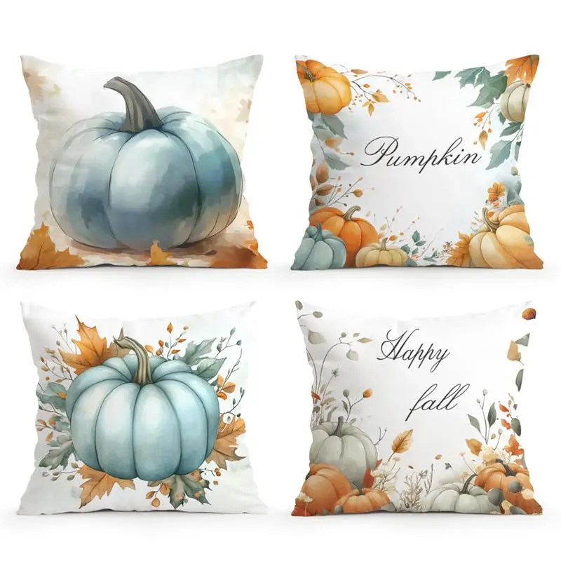 Home Decor Autumn Pumpkins: Happy Fall Design Cushion Pattern Cushion Cover Suitable for Sofa Bedroom Car Pillow Cover