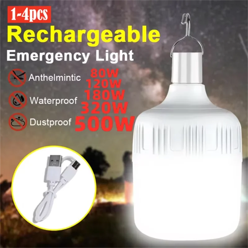 Portable Rechargeable LED Street Camping Light with Hook Dimmable Tent Lantern USB Charging Emergency Multifunctional LED Lamp