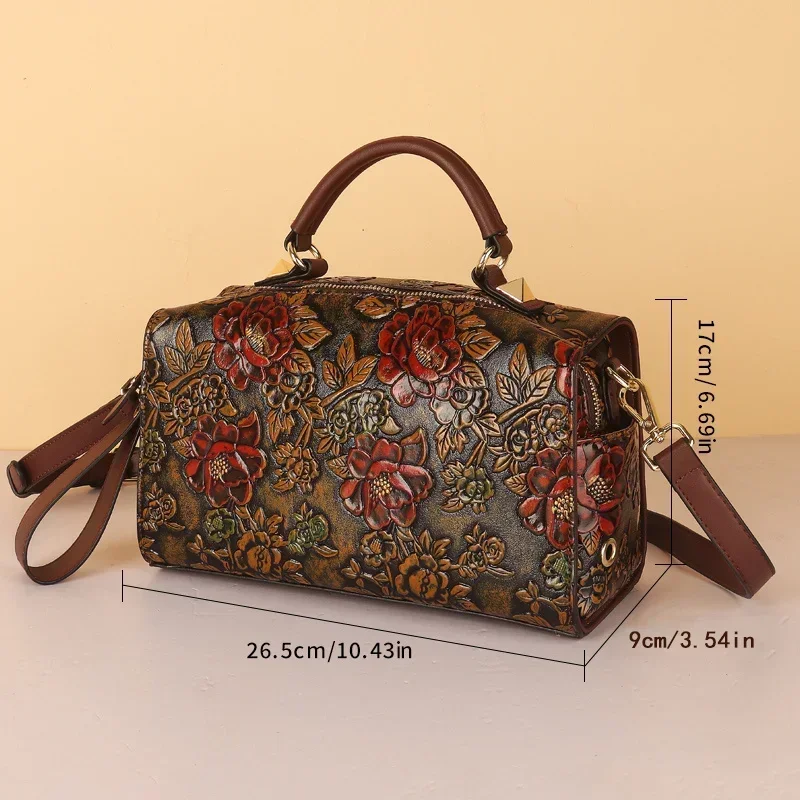 Spring/Summer New Women\'s Bag 2024 New One Shoulder Soft Leather Middle aged Mom Crocodile Pattern Handbag Boston Pillow Bag