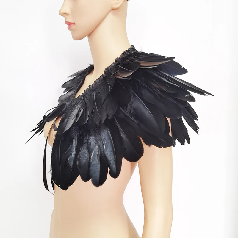 Feather Fake Collar Victorian Real Natural Feather Shrug Shawl Shoulder Wrap Cape Gothic Collar Cosplay Costume Performance