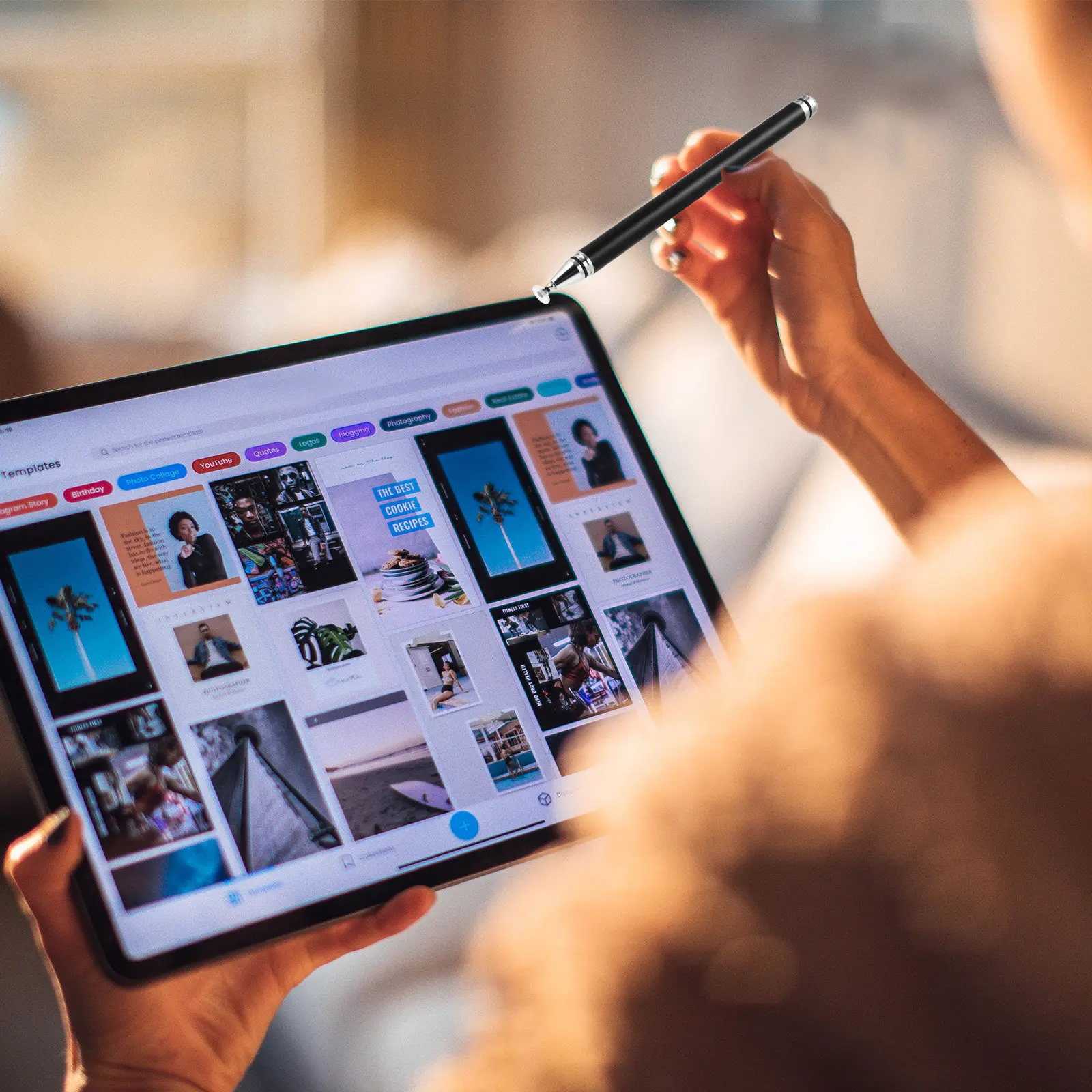 

1Pcs Capacitive Stylus Pen Durable Seal Ring Resistant Design Precise Disc Stylus Pen for Tablet Touch Screen Device Use