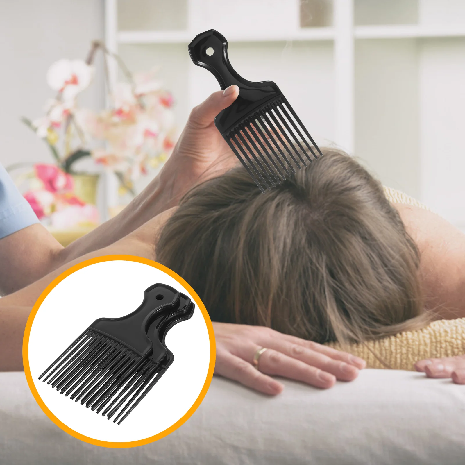 3pcs Large Wide Tooth Comb Hair Detangling Comb Hairdressing Rake Combs Slick Styling Hair (Black) wide comb