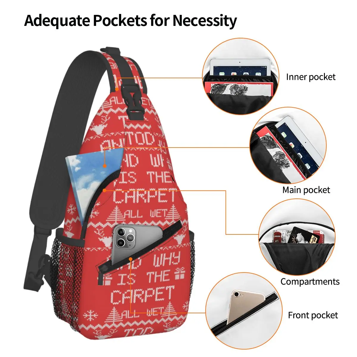 National Lampoons Christmas Vacation Chest Bag Men Sling Crossbody Backpack Chest Bag Travel Hiking Daypack Shoulder Bag