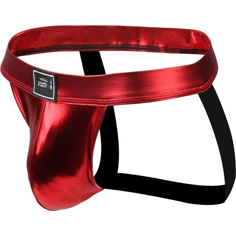 

Leather Jockstrap Mens Sexy Open File Thongs Buttocks Hollow PU Men's Erotic Lingerie Pouch G-strings Bikini Male Sport Panties