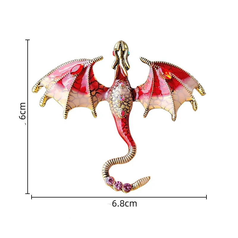 2024 Europe and the United States Explosive Enameled Dragon Brooch Manufacturers Custom Diamond-encrusted Animal Pins Cross-bord