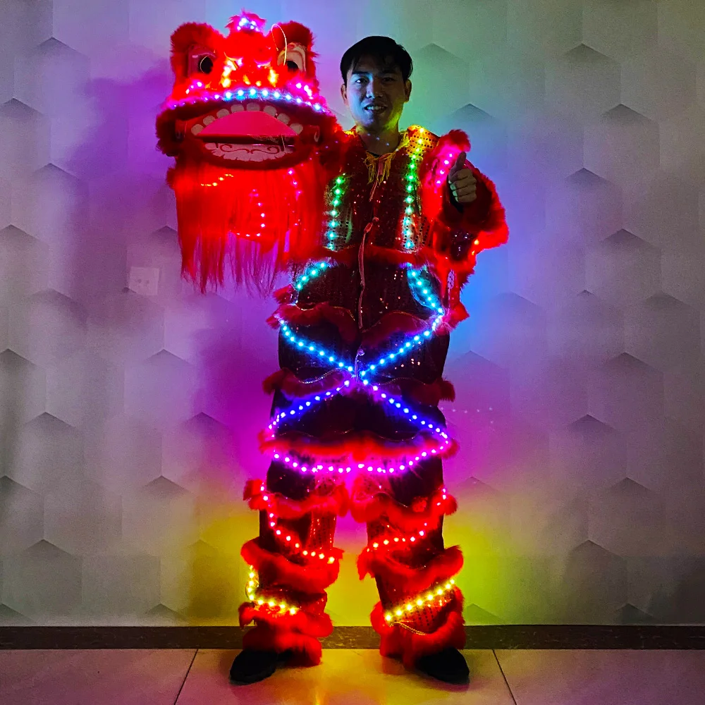 LED lighting lion dance props adult single lion Chinese traditional lion dance New Year party performance lighting props lion