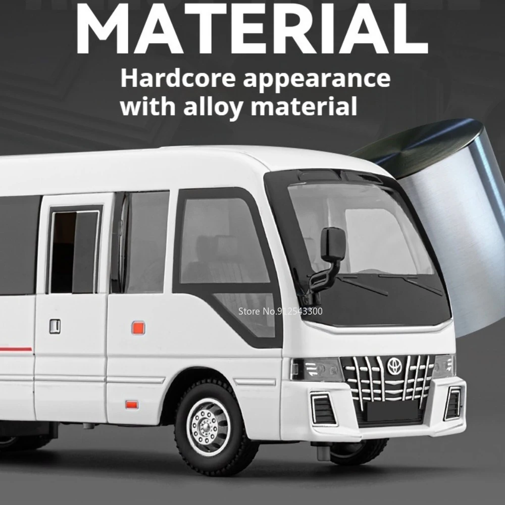 Maßstab 1:33 Untersetzer Business Bus Modell Auto Spielzeug Türen geöffnet Hinterrad zurückziehen Fahrzeug Sound Licht Modelle Ornament für Kinder