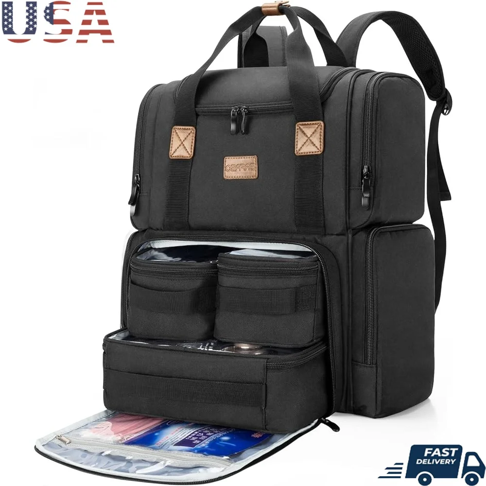 

Travel Makeup Bag with Removable Pouches Cosmetic Organizer with Multiple Pockets and Storage Makeup Brushes Face Masks