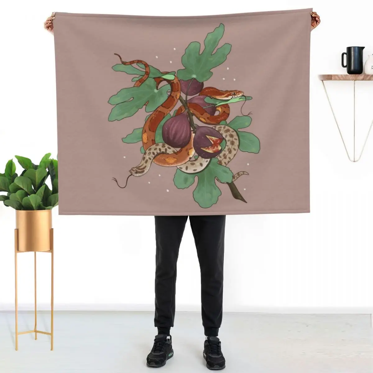 Corn Snake and Hognose Snake with Figs Throw Blanket wednesday for babies sofa bed Camping Blankets